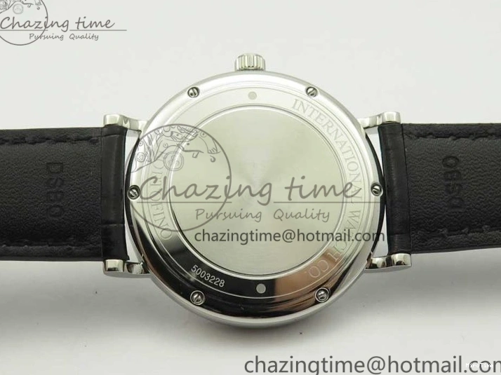 MIROTIME 1228 Portofino Automatic SS FKF 1:1 Best Edition White Dial RG Markers on Black Leather Strap A Stretchable 7141